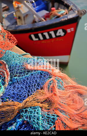 Whitstable, uk - 15 octobre 2017 : les filets de pêche au port de pêche Banque D'Images