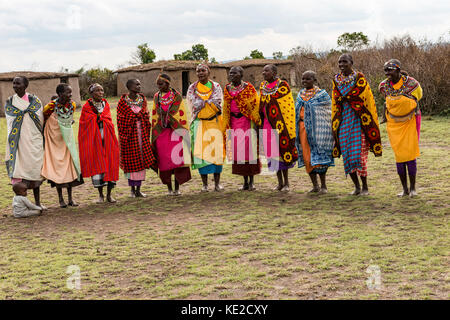 Village de Maasai dans le Masai Mara, Kenya Banque D'Images