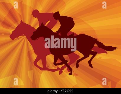 Les jockeys de l'équitation sur l'abstract background - vector Illustration de Vecteur