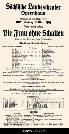 L'opéra de Richard Strauss 'Die Frau ohne Schatten' La Femme sans ombre - affiche pour la première fois à Dresde la Sachsische Landestheater, 22 octobre 1919. Compositeur allemand et d'orchestre. 11 juin 1864 - 8 septembre 1949. Banque D'Images