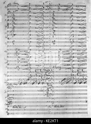 Richard Wagner, Siegfried' - 'page manuscrite à partir de la partition originale. La troisième des quatre opéras qui composent "Der Ring des Nibelungen' ('l'Anneau du Nibelung'), de Richard Wagner. Pour la première fois au Festspielhaus de Bayreuth le 16 août 1876, dans le cadre de la première exécution complète de l'anneau Banque D'Images