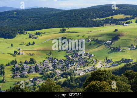 Vue depuis la tour d'observation Eugen-Keidel-Turm à mountain Schauinsland à Bad Krozingen, Oberried (Breisgau), Forêt-Noire, Schwarzwald, Baden-Württemberg Banque D'Images