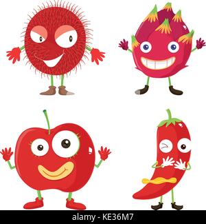 Ensemble de fruits rouges et légumes illustration Illustration de Vecteur