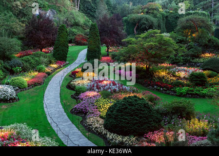 Jardin en contrebas, les Jardins Butchart, Central Saanich,(Victoria), BC, Canada Banque D'Images