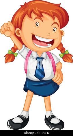 Happy girl en uniforme d'illustration Illustration de Vecteur