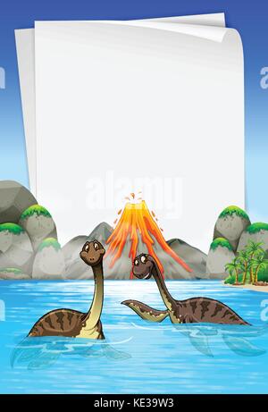 Brachiosaure nager dans le lac illustration Illustration de Vecteur