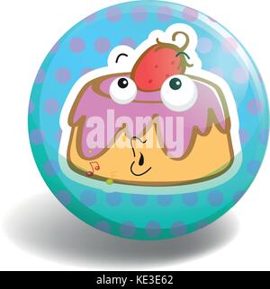 Crème anglaise gâteau sur badge rond illustration Illustration de Vecteur
