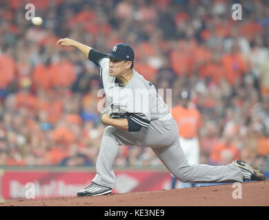 Houston, Texas, États-Unis. 13 octobre 2017. Masahiro Tanaka (Yankees) MLB : les Yankees de New York lanceurs Masahiro Tanaka lors du match 1 de la série championne de la Ligue américaine de baseball contre les Astros de Houston au minute Maid Park à Houston, Texas, États-Unis . Crédit : AFLO/Alamy Live News Banque D'Images
