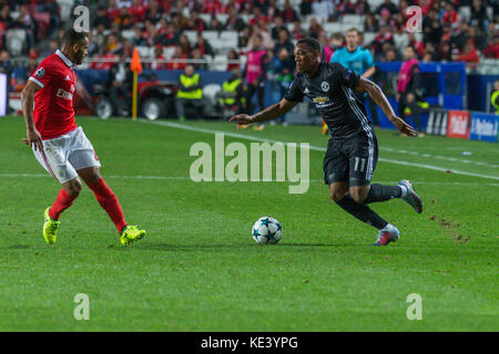 Lisbonne, Portugal. 18 oct, 2017 18 octobre 2017.. Lisbonne, Portugal. unitedõs avant de Manchester france anthony martial (11) au cours de la partie de la 3e ronde de la Ligue des champions, groupe a, SL Benfica v Manchester United FC Crédit : Alexandre de Sousa/Alamy live news Banque D'Images