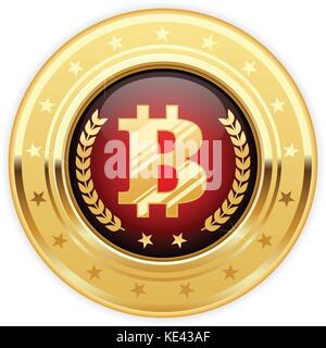 Symbole des bitcoins sur l'or - icône cryptocurrency Illustration de Vecteur