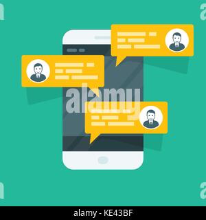 - Sms smartphone avec des messages de discussion Illustration de Vecteur