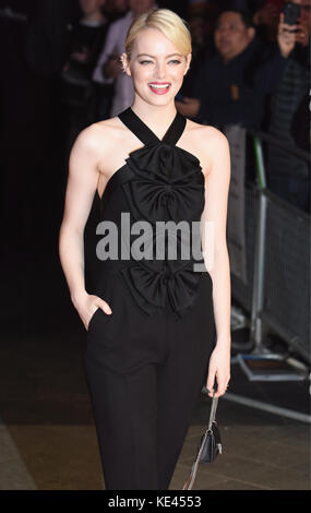 Emma Stone 'l'assassinat d'un Cerf sacré'- UK Premiere, BFI London Film Festival, Odeon Leicester Square, Londres .FR Banque D'Images