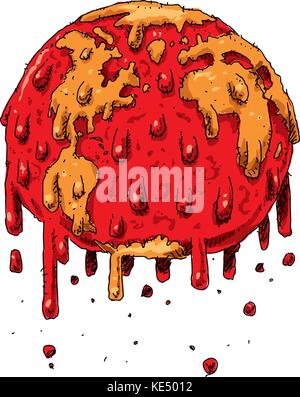 Caricature du globe de la terre des gouttes et la fusion car du changement climatique Le réchauffement climatique. Illustration de Vecteur