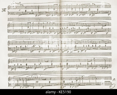 Frédéric (Fryderyk Chopin ou) - score du n° 15 de l'compositeur polonais 's 24 Préludes, Op. 28. FC : 1 mars 1810 - 17 octobre 1849. Banque D'Images