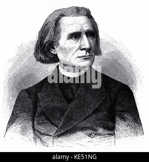 Franz Liszt - portrait de la pianiste et compositeur hongrois. Gravure sur acier originale par S. Schottlaender. FL : 22 octobre 1811 - 31 juillet 1886. Banque D'Images