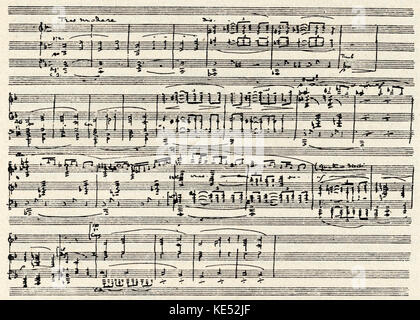 De Claude Debussy opéra 'Pelléas et Mélisande'. Note écrite à la main pour la première page. Opéra-Comique, Paris. Debussy, compositeur français, 22 août 1862 - 25 mars 1918. Banque D'Images