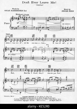 Sweet Adeline - une comédie musicale romance de la gay des années 90. Encore de par Oscar Hammerstein II et Jerome Kern. Note pour "ne jamais me laisser' titre de la chanson. Score couvrir. Publié à New York, TO Harms, 1929 Banque D'Images