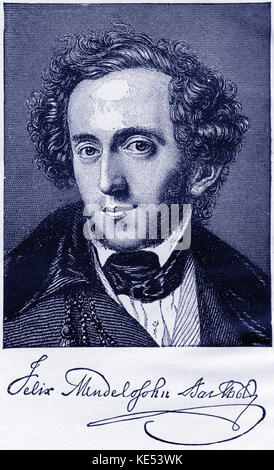 Portrait de Felix Mendelssohn. Avec signature. Compositeur allemand, 1809-1847 Banque D'Images