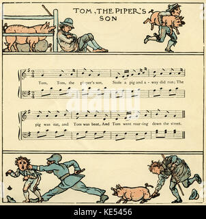 Tom, le fils de piper, comptine score, l'illustration (1877) par Walter Crane. L'artiste anglais du mouvement Arts and Crafts, 15 août 1845 - 14 mars 1915 Banque D'Images