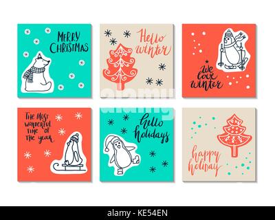 Vector set de cartes joyeux noël Illustration de Vecteur