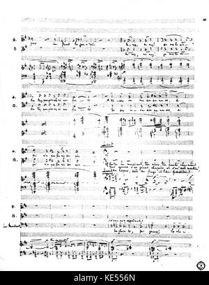 De Claude Debussy opéra 'Rodrigue et Chimène'. La partition manuscrite de l'opéra inachevé, 1891. Compositeur français, 22 août 1862 - 25 mars 1918. Banque D'Images