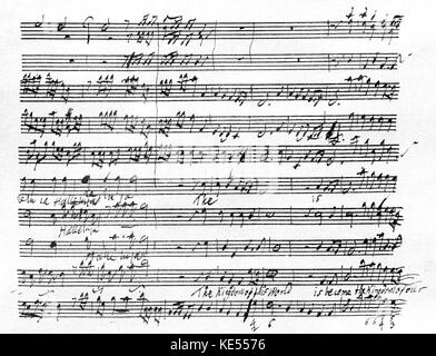 George Frideric Handel - page de score pour le compositeur allemand / anglais «messie oratorio'' (1741). Se lit comme suit : ' Le Royaume de ce monde.. '. GFH : 23 février 1685 - 14 avril 1759. Banque D'Images