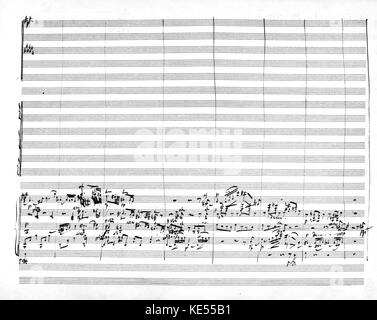 La 10e Symphonie de Gustav Mahler - note manuscrite. Compositeur Autrichien, 7 juillet 1860 - 18 mai 1911. Banque D'Images