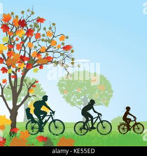 Famille fait une excursion à bicyclette Illustration de Vecteur