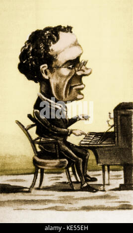 Fromental Halévy - caricature du compositeur français jouant du piano), ch. 1850. FH : 27 mai 1799 - 17 mars 1862. Banque D'Images