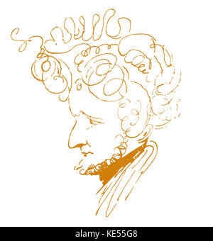 BERLIOZ - Caricature de Artiste inconnu compositeur français (1803-1869). Version colorisée. Banque D'Images