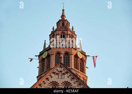 Tour de la cathédrale Saint-Martin, Mayence, Rhénanie-Palatinat, Allemagne Banque D'Images