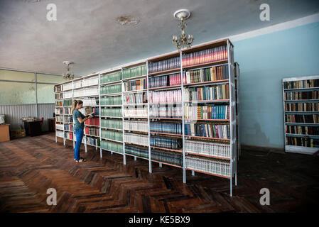 Bibliothèque à Ivanovka village, l'Azerbaïdjan. Ivanovka est un village avec principalement la population russe qui a maintenu des kolkhoz dernier en Azerbaïdjan. Banque D'Images