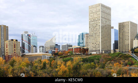 L'edmonton, canada cityscape avec aspen colorés en automne Banque D'Images