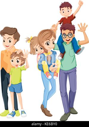 Les membres de la famille avec des visages heureux illustration Illustration de Vecteur