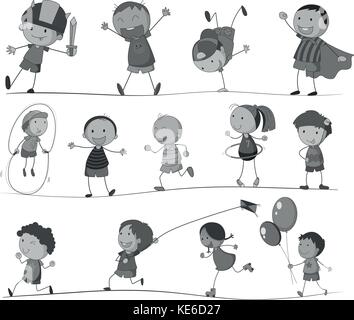 Les garçons et les filles de faire différentes activités illustration Illustration de Vecteur