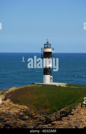 Espagne, Galice, province de Lugo, Ribadeo, côte près de Ribadeo, Faro de Ila Pancha, Phare Banque D'Images