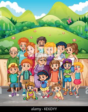 Les membres de la famille dans le parc illustration Illustration de Vecteur