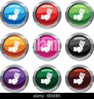 Main tenant une pince avec poignées set 9 collection Illustration de Vecteur