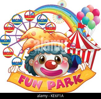 Jester holding funpark banner illustration Illustration de Vecteur