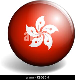 Drapeau hong kong sur badge rond Illustration de Vecteur