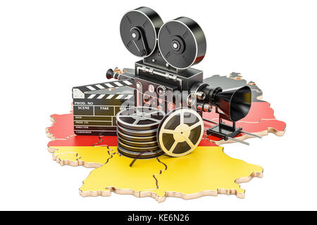 Le cinéma allemand, industrie du film concept. Le rendu 3D isolé sur fond blanc Banque D'Images