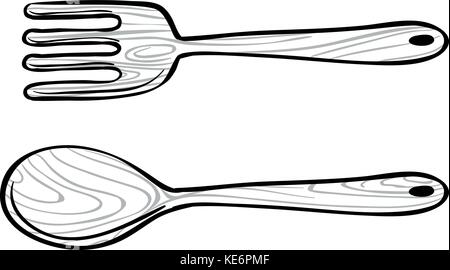 Paire de fourchette et cuillère dans une conception simple Illustration de Vecteur