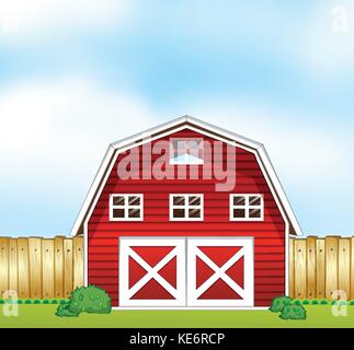 Dans les terres agricoles barnhouse unique Illustration de Vecteur