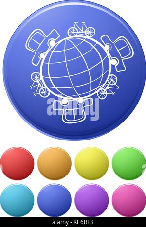 Les icônes de couleur des transports et du monde Illustration de Vecteur