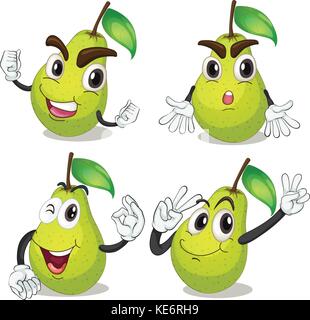 Illustration de poire avec les expressions du visage Illustration de Vecteur