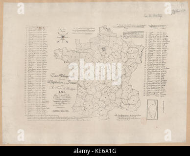 Carte réglementairement figurant la population de la France Banque D'Images