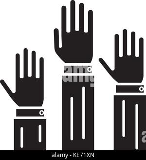 L'homme - 3 mains en l'icône, illustration vectorielle, panneau noir sur fond isolé Illustration de Vecteur