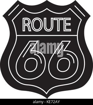 Signe de route 66- icône de bouclier, vector illustration, panneau noir sur fond isolé Illustration de Vecteur