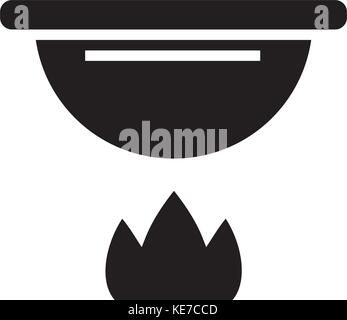 L'icône de fondue, vector illustration, panneau noir sur fond isolé Illustration de Vecteur