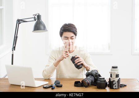 Portrait de femme photographe Banque D'Images